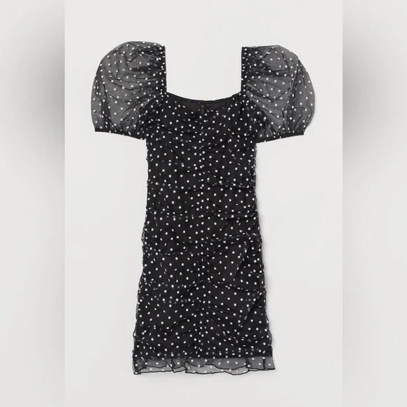 H&M Puff Sleeve Polka Mini Dress - Picture 2 of 4